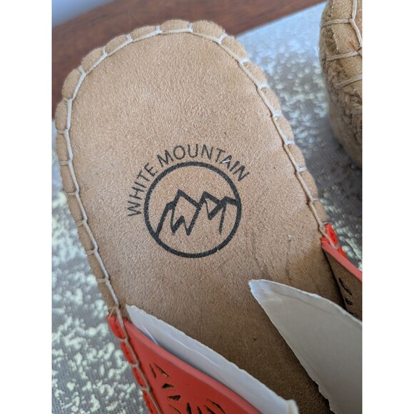 White Mountain Beaux Perforated Thong Espadrille Wedge Sandals Women 9.5 Orange - Picture 4 of 7